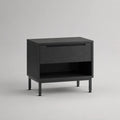 Table de chevet noire rectangulaire avec 1 tiroir et 1 niche, en panneau de particules mélaminé et acier, 60 × 40 × 60 cm