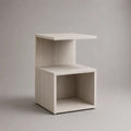 Table de chevet rectangulaire à 2 niches en MDF mélaminé blanc cassé, 40 × 35 × 65 cm