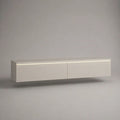 Meuble TV mural suspendu blanc avec éclairage LED, 2 compartiments, panneaux de particules mélaminés, 180 × 35 × 30 cm