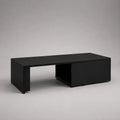 Table basse rectangulaire noire avec rangement ouvert en panneaux de particules mélaminés, 100 x 50 x 40 cm