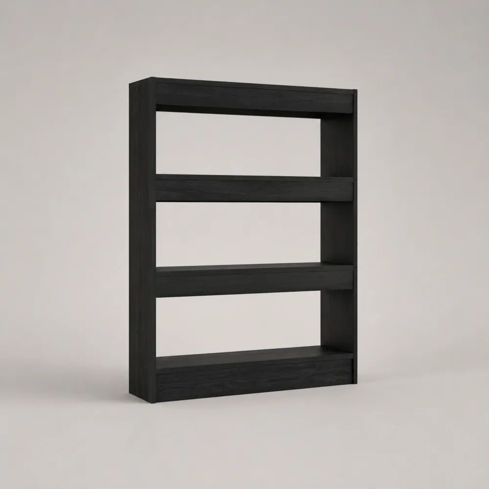 Bibliothèque étagère rectangulaire à 3 niveaux en bois, noire, 80 × 24 × 120 cm