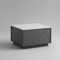 Table basse carrée en bois effet marbre blanc et anthracite, 70 × 70 × 42 cm