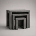 Lot de 3 tables basses gigognes rectangulaires en MDF mélaminé gris effet béton – 60 × 40 × 50 cm, 45 × 35 × 40 cm et 30 × 30 × 30 cm