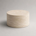 Table basse ronde en travertin naturel beige crème et blanc, Ø 80 × H 40 cm
